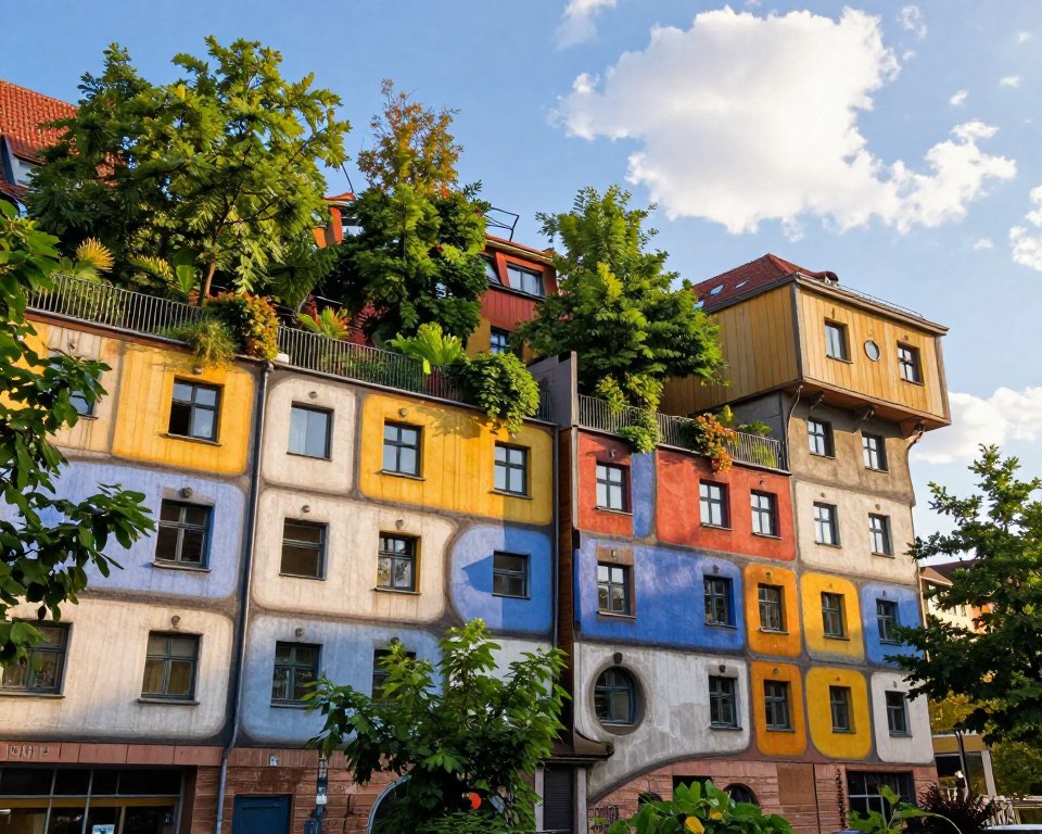 Bunte Fassaden des Hundertwasserhauses